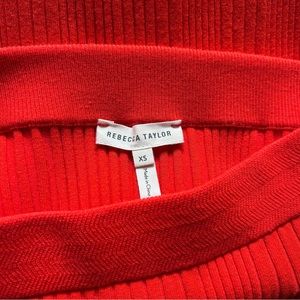 New Rebecca Taylor Red-Orange Ribbed Knit Skirt